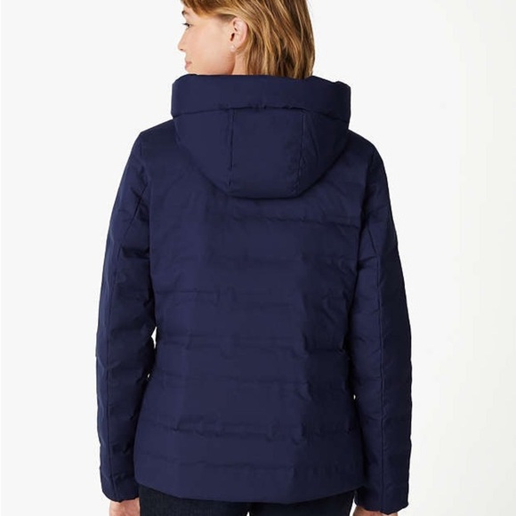 Kate Spade Women's Light Weight Down Hooded Jacket Parisian Navy Size M - Picture 3 of 3